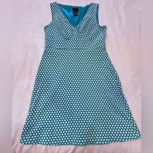 Women's "Spence" Brand Turquoise & White Polka Dot Dress Size 14